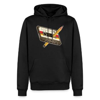 Cassette Déguisement Fête Rétro Soirée Années 80 - Sweat à capuche Premium bio Homme - noir - Devant - Nico (187cm)