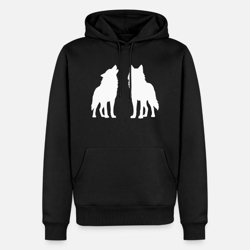 woelfe 2 - Männer Premium Bio Hoodie - Schwarz