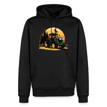 Tracteur - Remorqueur - Agriculteur - Sweat à capuche Premium bio Homme - noir - Devant - Nico (187cm)