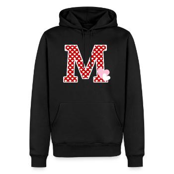 Lettre m cœur - Sweat à capuche Premium bio Homme - noir - Devant - Nico (187cm)