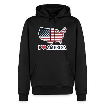 ICH LIEBE AMERIKA - Männer Premium Bio Hoodie - Schwarz - Vorne - Nico (187cm)