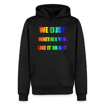 We Exist - Dégradé arc-en-ciel - Sweat à capuche Premium bio Homme - noir - Devant - Nico (187cm)