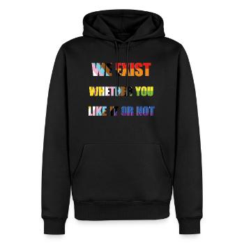 Nous existons - Drapeau de la fierté du progrès - Sweat à capuche Premium bio Homme - noir - Devant - Nico (187cm)