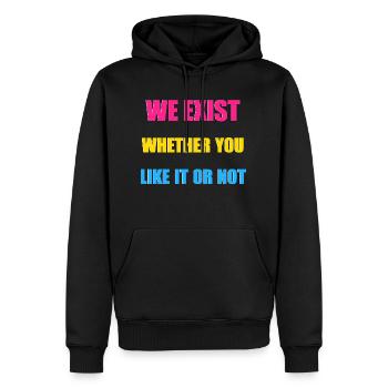 Nous existons - Drapeau pansexuel - Sweat à capuche Premium bio Homme - noir - Devant - Nico (187cm)