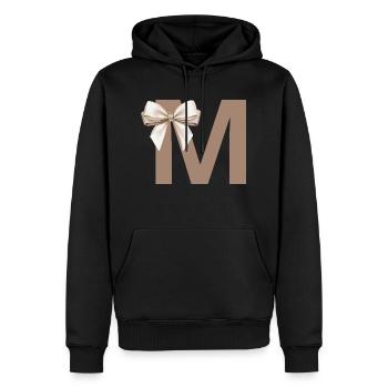 Lettre M Nœud - Sweat à capuche Premium bio Homme - noir - Devant - Nico (187cm)