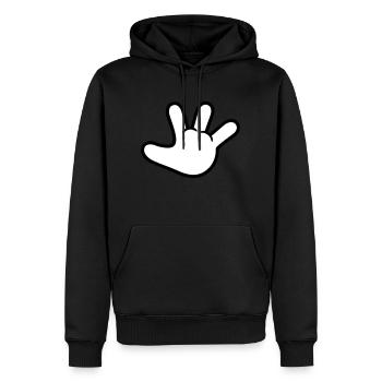 stop hand (2c) - Sweat à capuche Premium bio Homme - noir - Devant - Nico (187cm)