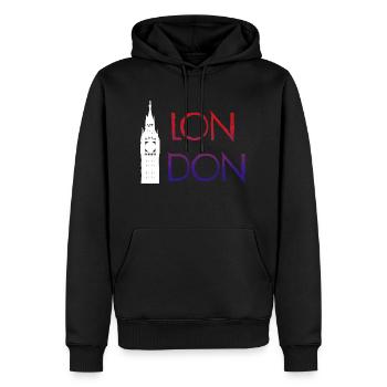 London - Men’s Premium Organic Hoodie - black - Front - Nico (187cm)