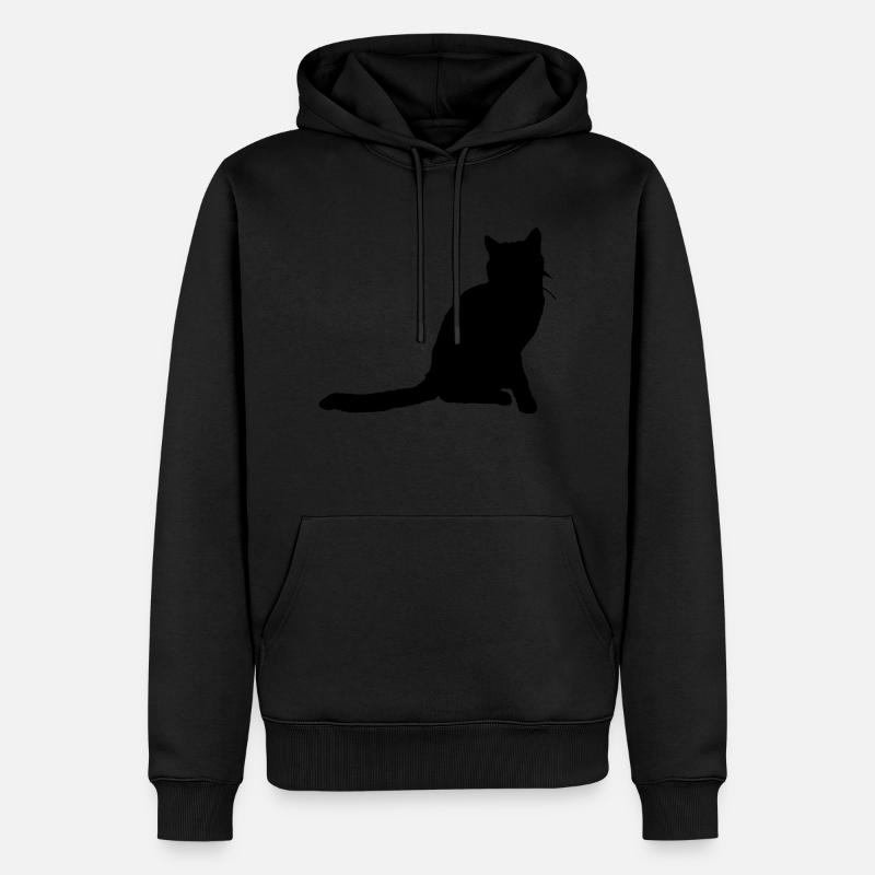Vector Cat Silhouette - Sweat à capuche Premium bio Homme - noir