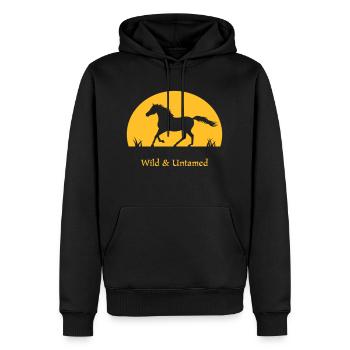 Sunset Horse wild and untamed - Sweat à capuche Premium bio Homme - noir - Devant - Nico (187cm)