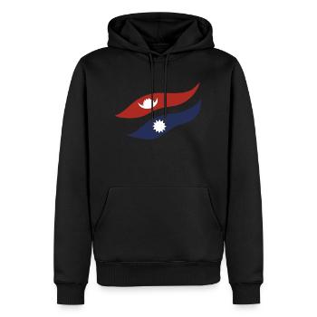 Drapeau du népal - Sweat à capuche Premium bio Homme - noir - Devant - Nico (187cm)