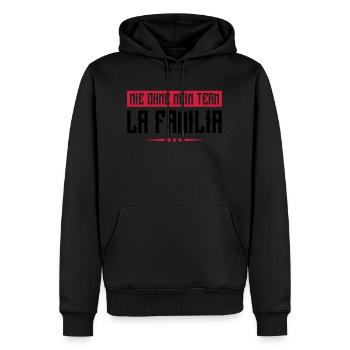 familia nie ohne mein team - Männer Premium Bio Hoodie - Schwarz - Vorne - Nico (187cm)