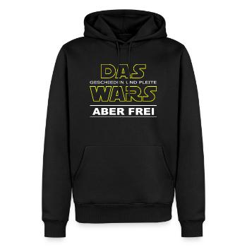 Das Wars geschieden und pleite aber frei - Männer Premium Bio Hoodie - Schwarz - Vorne - Nico (187cm)