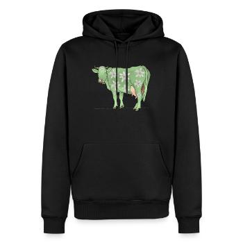 Vache, Edelweiss, Suisse - Sweat à capuche Premium bio Homme - noir - Devant - Nico (187cm)