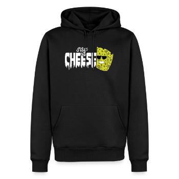 Say Cheese cooler Käse Bitte lächeln - Männer Premium Bio Hoodie - Schwarz - Vorne - Nico (187cm)