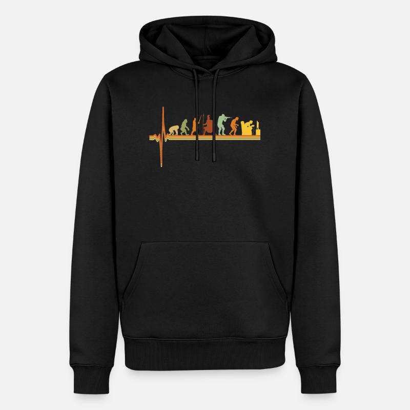 Gaming EKG Herzschlag Evolution Retro Gamer - Männer Premium Bio Hoodie - Schwarz