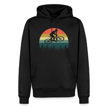 VTT vélo VTT Rétro Vintage Montagnes Biker - Sweat à capuche Premium bio Homme - noir - Devant - Nico (187cm)