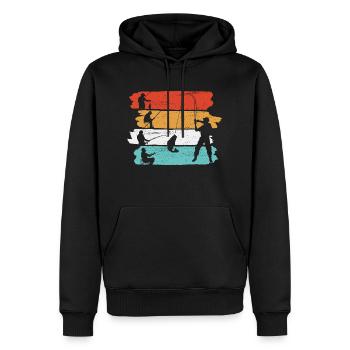Angler Retro Fischer Angel - Männer Premium Bio Hoodie - Schwarz - Vorne - Nico (187cm)
