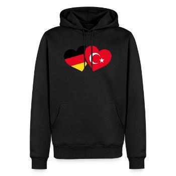 Allemagne Drapeau Turquie Coeur Amour - Sweat à capuche Premium bio Homme - noir - Devant - Nico (187cm)