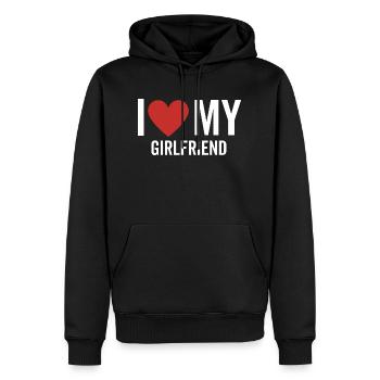J’aime ma petite amie - Sweat à capuche Premium bio Homme - noir - Devant - Nico (187cm)