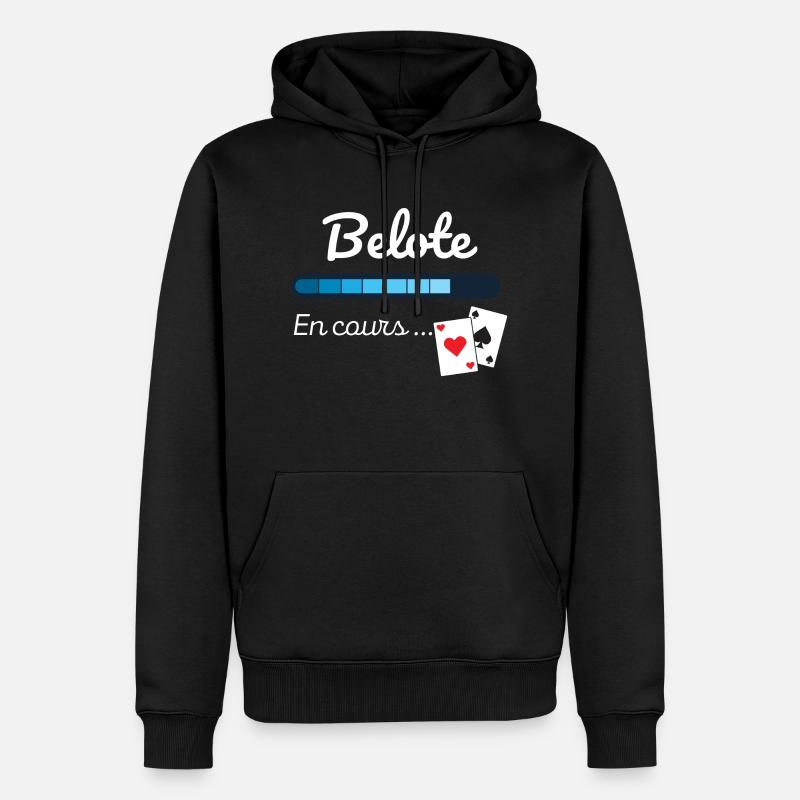 Belote en cours - Sweat à capuche Premium bio Homme - noir