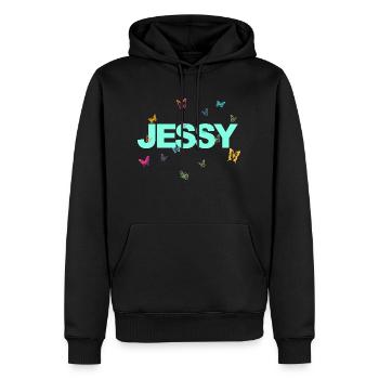 Jessy - Beautiful name with butterflies, girls - Men’s Premium Organic Hoodie - black - Front - Nico (187cm)