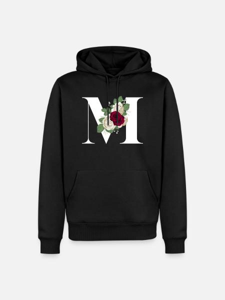 Buchstabe M geblümt - Männer Premium Bio Hoodie - Schwarz