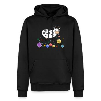 Kuh - Männer Premium Bio Hoodie - Schwarz - Vorne - Nico (187cm)