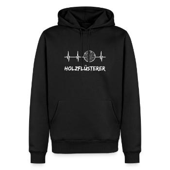 Holzflüsterer Herzschlag - Männer Premium Bio Hoodie - Schwarz - Vorne - Nico (187cm)