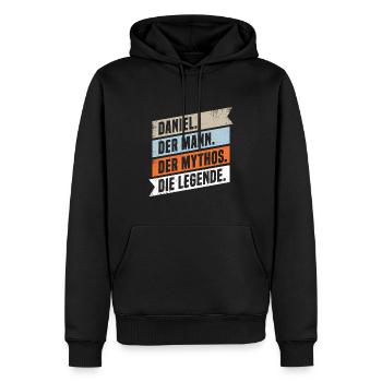 Daniel Der Mann Der Mythos Die Legende - Männer Premium Bio Hoodie - Schwarz - Vorne - Nico (187cm)