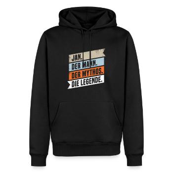 Jan Der Mann Der Mythos Die Legende - Männer Premium Bio Hoodie - Schwarz - Vorne - Nico (187cm)