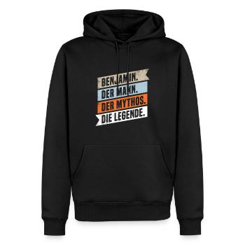 Benjamin Der Mann Der Mythos Die Legende - Männer Premium Bio Hoodie - Schwarz - Vorne - Nico (187cm)