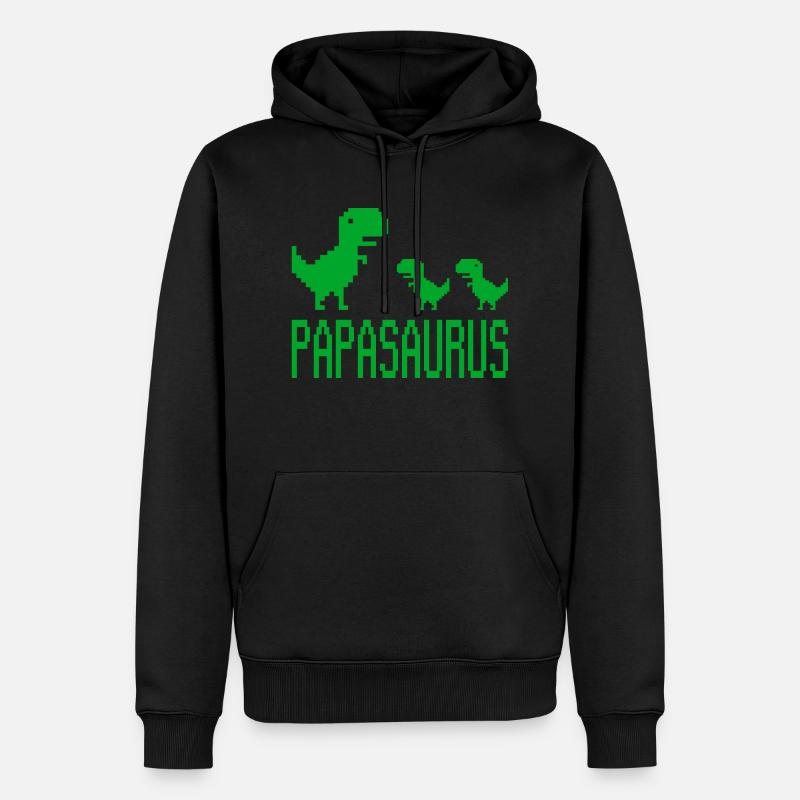 Papa Vater Papasaurus retro - Männer Premium Bio Hoodie - Schwarz
