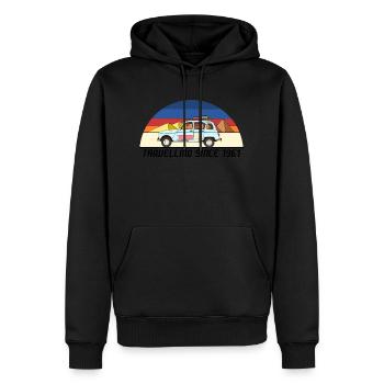 4L travel - Sweat à capuche Premium bio Homme - noir - Devant - Nico (187cm)