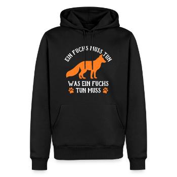 EIN FUCHS MUSS TUN - WAS EIN FUCHS TUN MUSS - Männer Premium Bio Hoodie - Schwarz - Vorne - Nico (187cm)