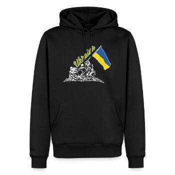 ukrainische flagge hissen - Männer Premium Bio Hoodie - Schwarz - Vorne - Nico (187cm)