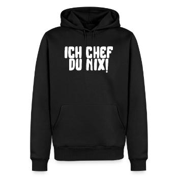 ich chef du nix lustiger Spruch Schrift - Männer Premium Bio Hoodie - Schwarz - Vorne - Nico (187cm)