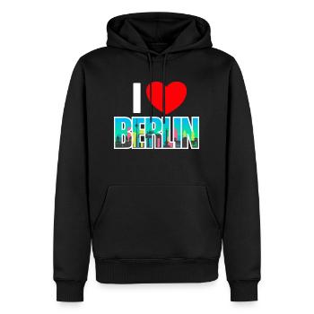I love berlin - Männer Premium Bio Hoodie - Schwarz - Vorne - Nico (187cm)