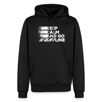 Keep Calm And Go Offline. Wandern Design - Männer Premium Bio Hoodie - Schwarz - Vorne - Nico (187cm)