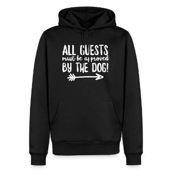Tous les invités doivent être approuvés par le chien - Sweat à capuche Premium bio Homme - noir - Devant - Nico (187cm)
