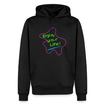 Profitez de votre vie - Soyez positif - Sweat à capuche Premium bio Homme - noir - Devant - Nico (187cm)
