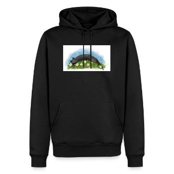 Le chat dort - Sweat à capuche Premium bio Homme - noir - Devant - Nico (187cm)