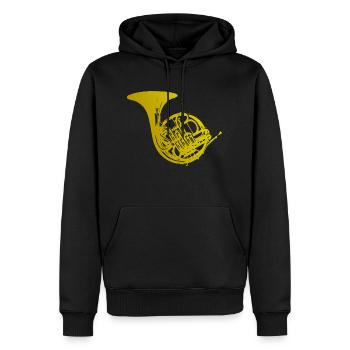 Horn - Männer Premium Bio Hoodie - Schwarz - Vorne - Nico (187cm)