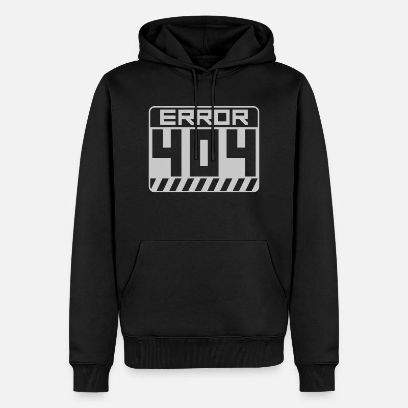 Warnung Schild Error 404 - Männer Premium Bio Hoodie - Schwarz