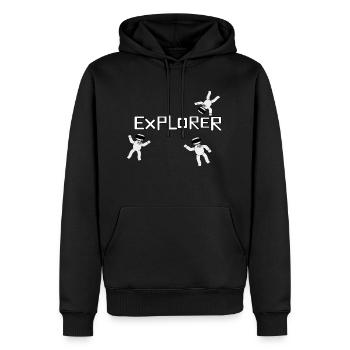 Explorer - Männer Premium Bio Hoodie - Schwarz - Vorne - Nico (187cm)