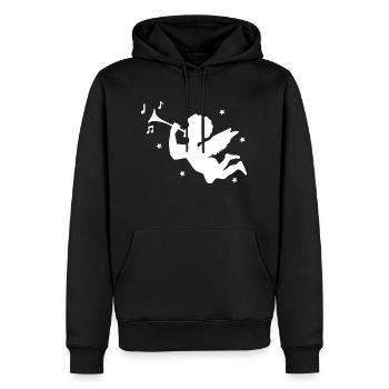 Cute flying cherub angel - Men’s Premium Organic Hoodie - black - Front - Nico (187cm)