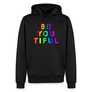 Beau mot beauté cool drôle motif de jeu de mots - Sweat à capuche Premium bio Homme - noir - Devant - Nico (187cm)