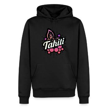 Tahiti-Blume - Männer Premium Bio Hoodie - Schwarz - Vorne - Nico (187cm)