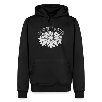 the day you deserve - Men’s Premium Organic Hoodie - black - Front - Nico (187cm)