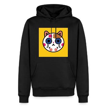 flat cat - Men’s Premium Organic Hoodie - black - Front - Nico (187cm)