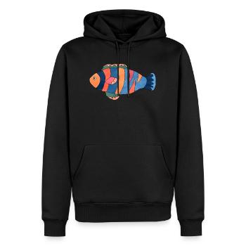 Poisson - Sweat à capuche Premium bio Homme - noir - Devant - Nico (187cm)